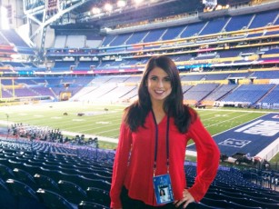 Lucas Oil Stadium several days before Super Bowl XLVI