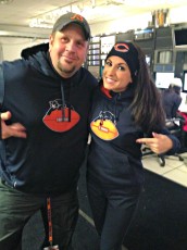 Matching Bears hoodies with colleague Kevin Foy