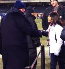 Congratulating Hall of Famer Mike Ditka on his jersey retirement
