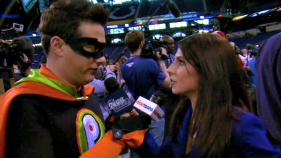 Interviewing the Nick Toons superhero at Super Bowl XLVI Media Day